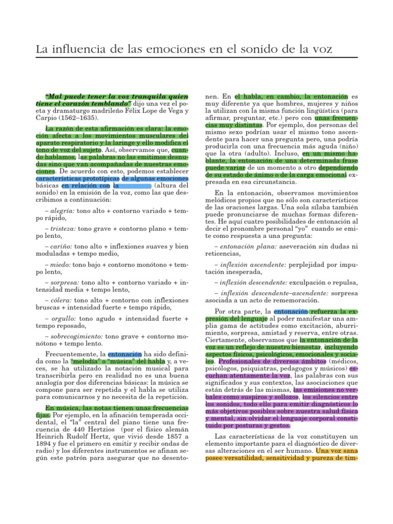 La Influencia de Las Emociones en El Sonido de La Voz | PDF | Mantra ...