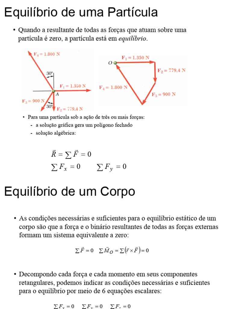 Condições de Equilíbrio de Partículas e Corpos | PDF | Métodos e ...