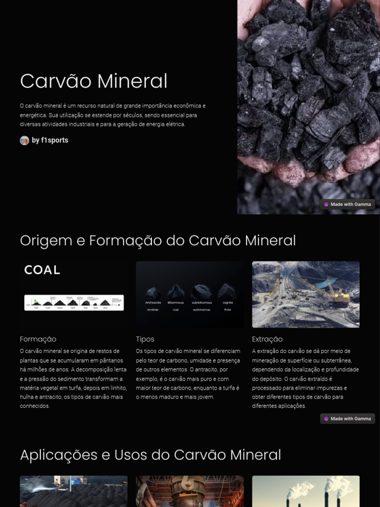 Importância e Uso do Carvão Mineral | PDF | Carvão | Energia renovável
