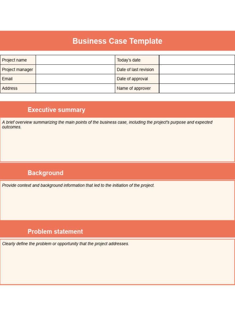 Business Case Template Guide | PDF | Business | Finance & Money Management