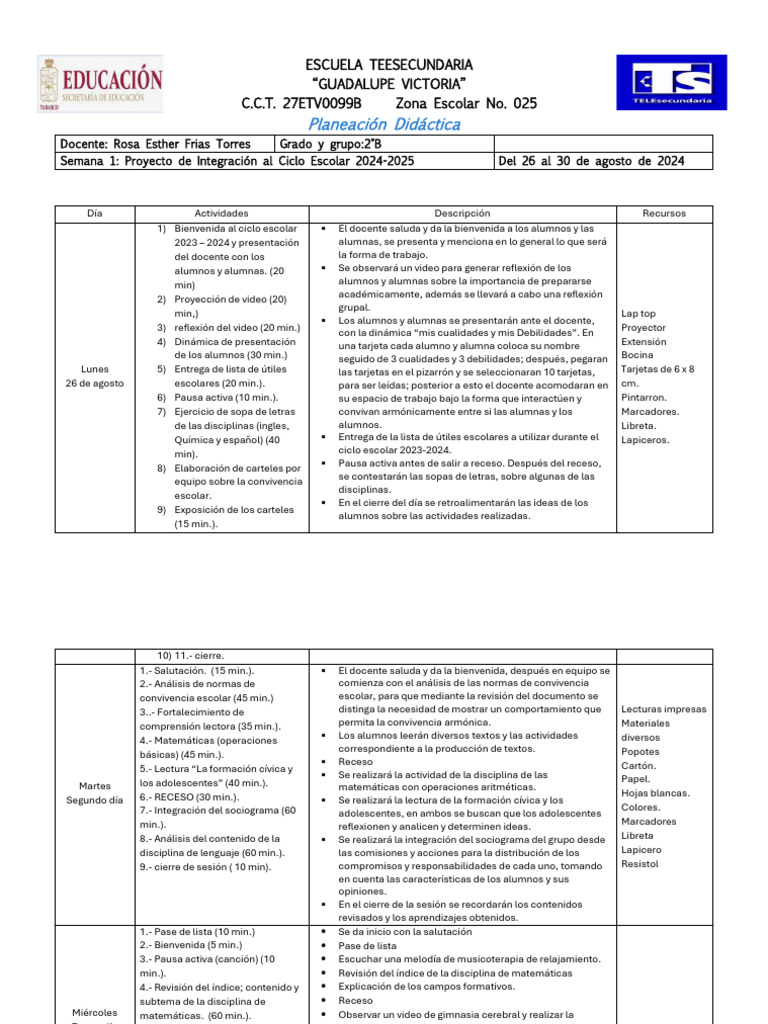 Planeacion 04 Segundo Grado Semana 2 | PDF | Maestros
