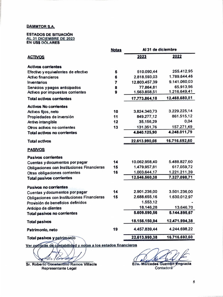 Estado de Situacion Financiera | PDF