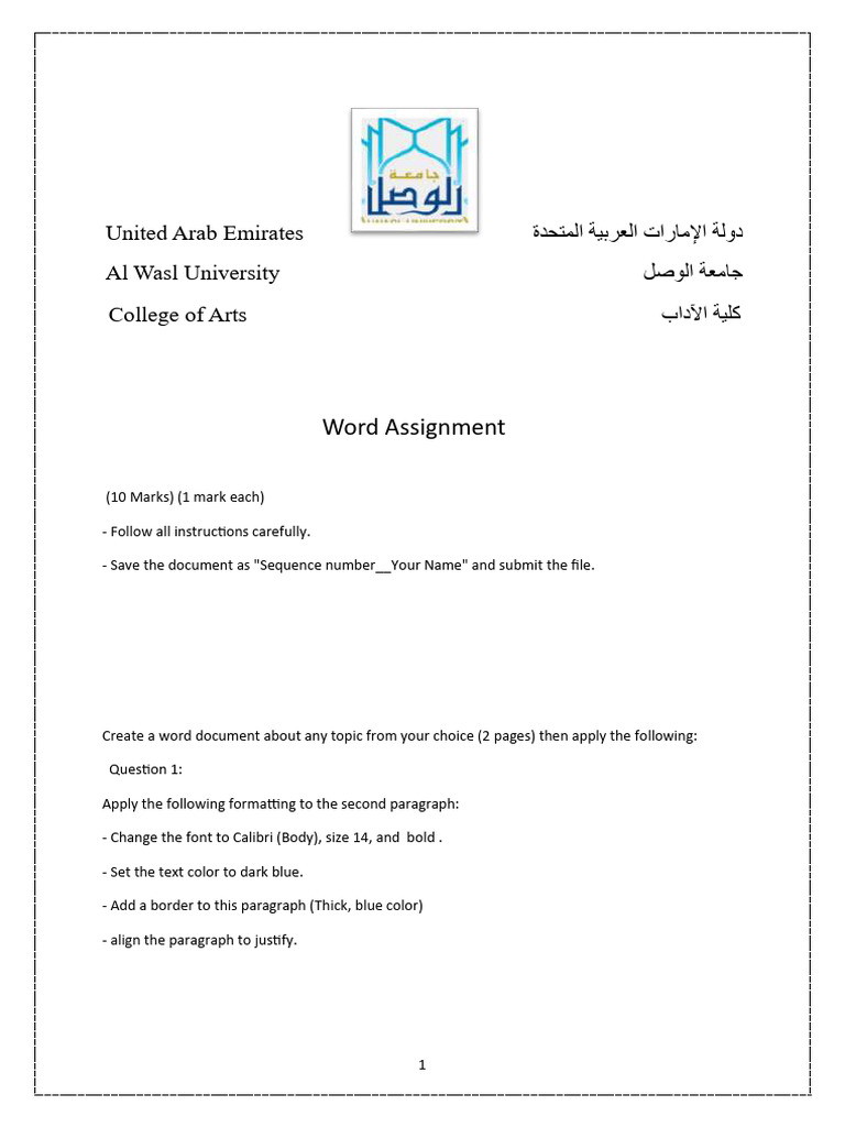 Word Assignment | PDF | Microsoft Word | Paragraph