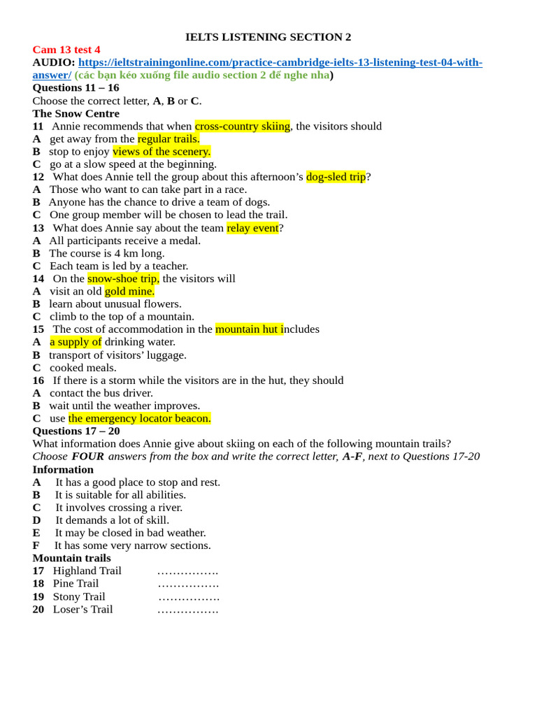 Homework Listening Section 2 | PDF