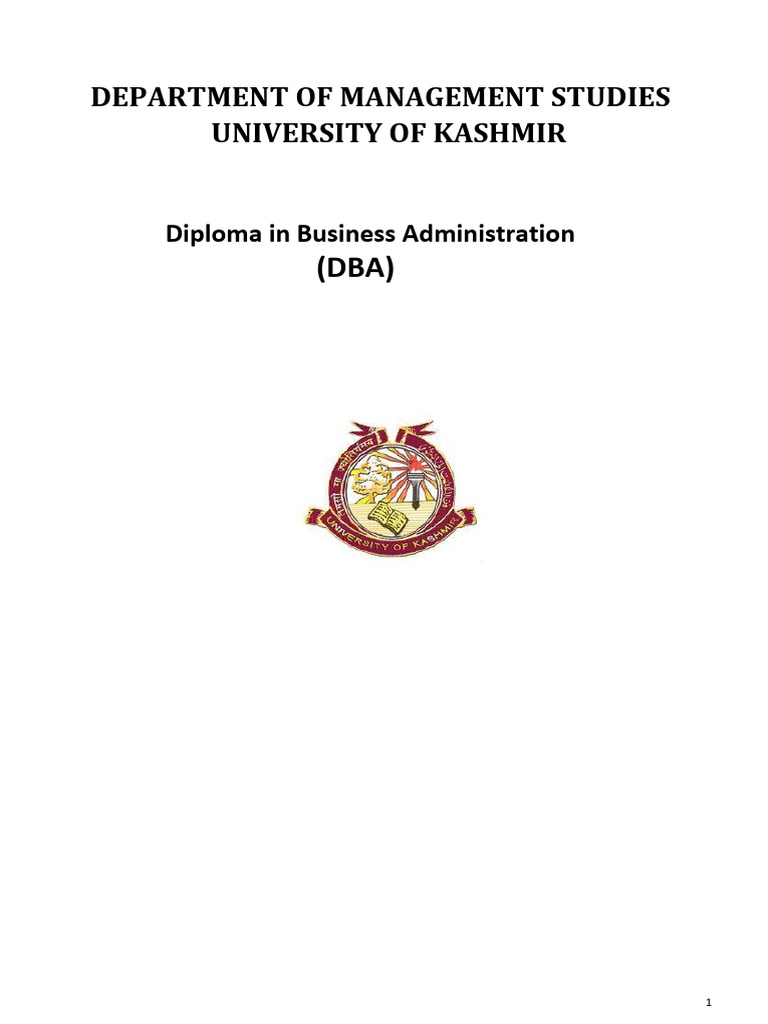 Syllabus For: University of Kashmir Department of Management Studies ...