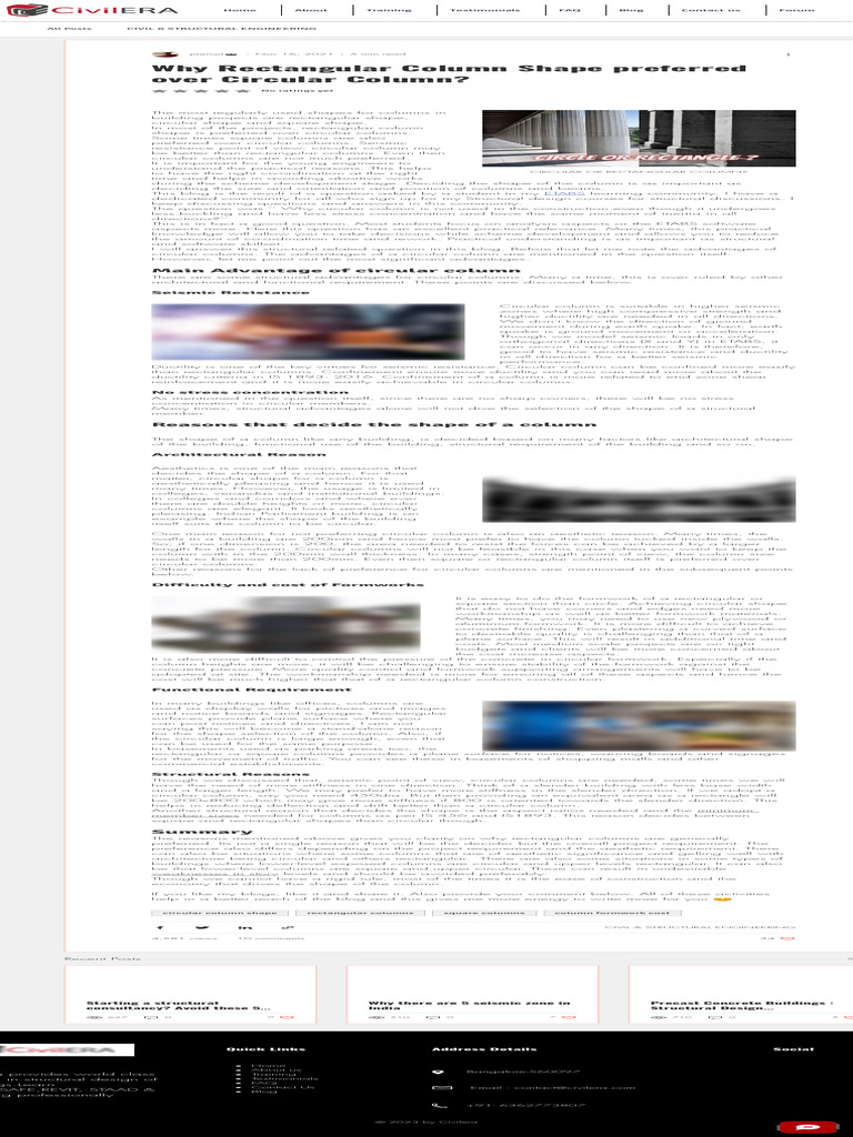 Why Rectangular Column Shape Preferred Over Circu | PDF | Column ...