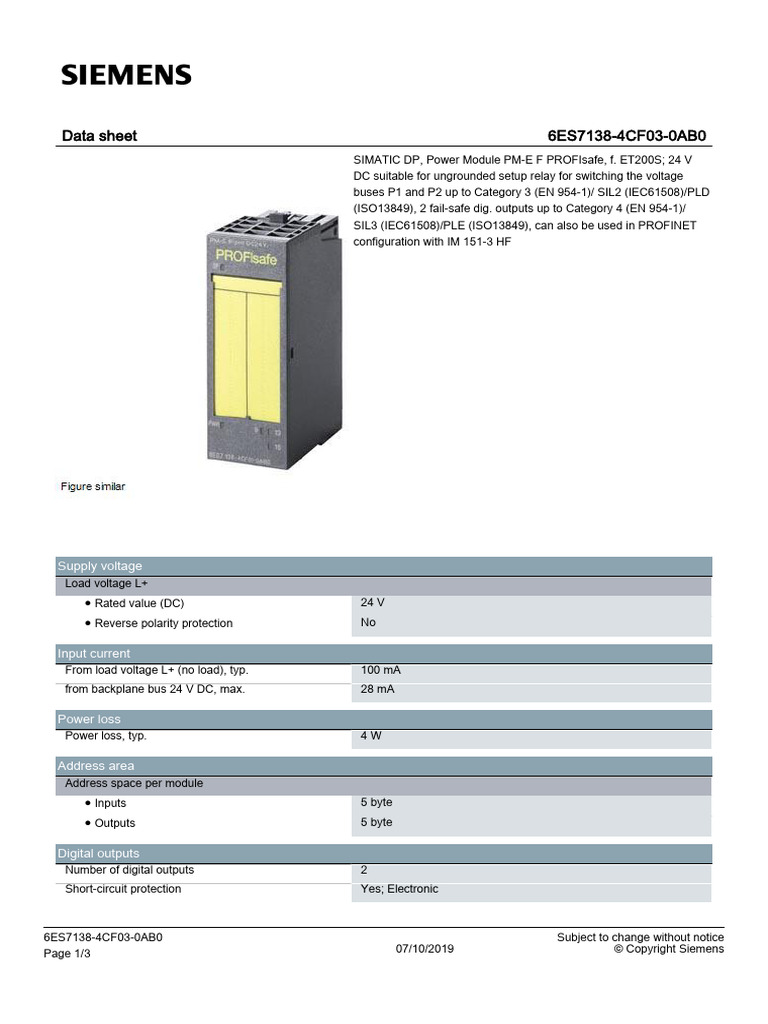 6ES71384CF030AB0 Datasheet en | PDF | Electrical Engineering | Electronics