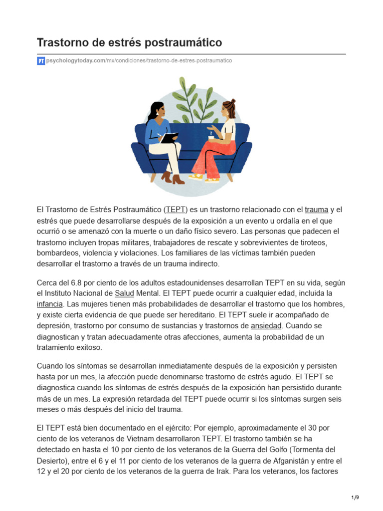 Trastorno de Estrés Postraumático | PDF | Terapia de conducta cognitiva ...