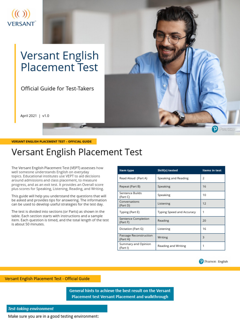 Versant English | PDF | Question | Reading Comprehension