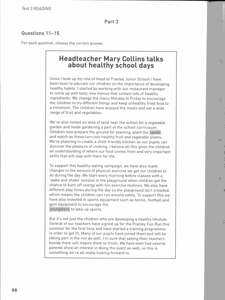 C14 Test 3 Reading Answers