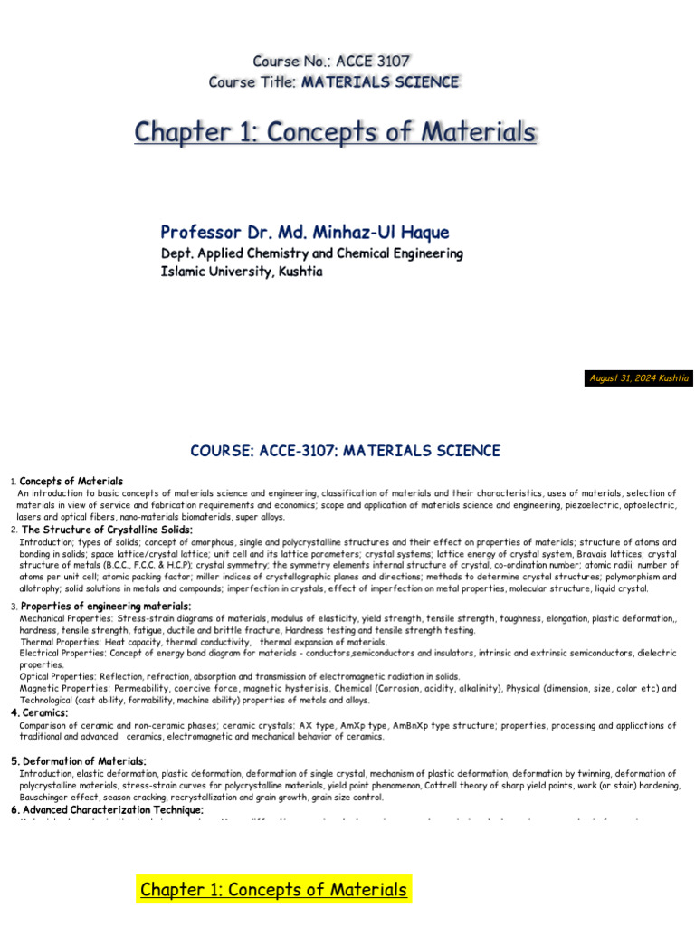 Introduction to Materials Science Concepts | PDF | Crystal Structure ...
