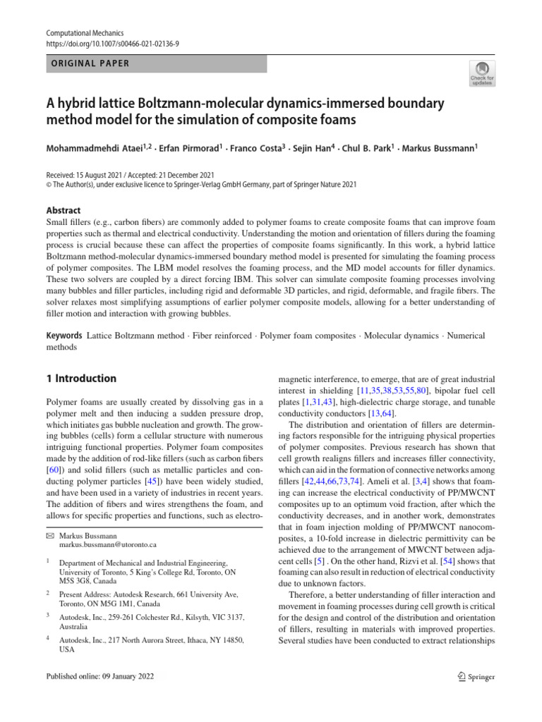 Hybrid Method for Composite Foam Simulation | PDF | Diffusion ...