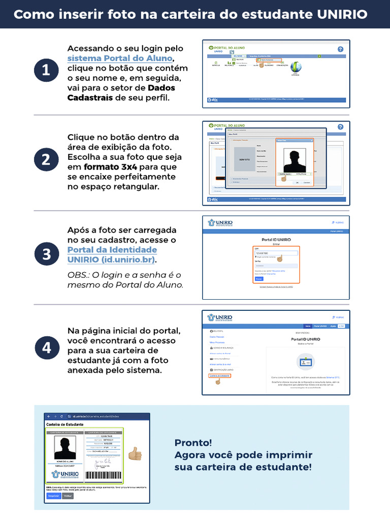UNIRIO - Infografico - Carteira Do Aluno | PDF