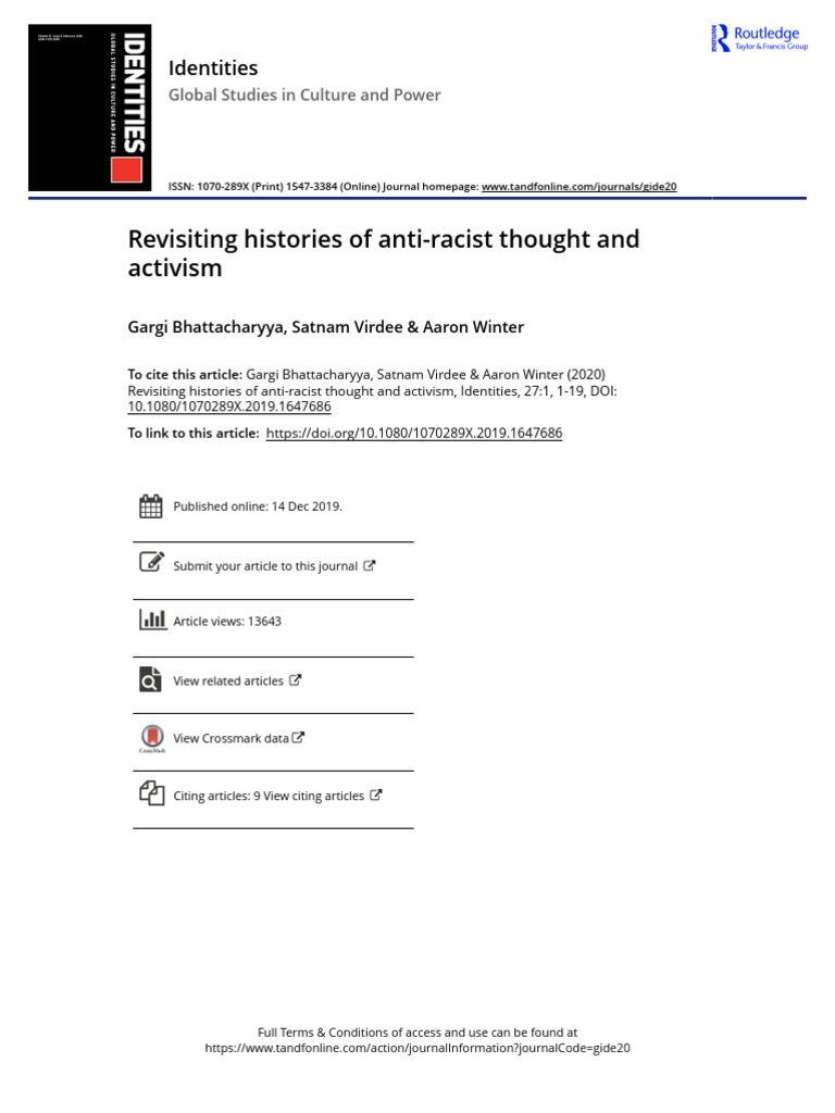00-Revisiting Histories of Anti-Racist Thought and Activism | PDF ...