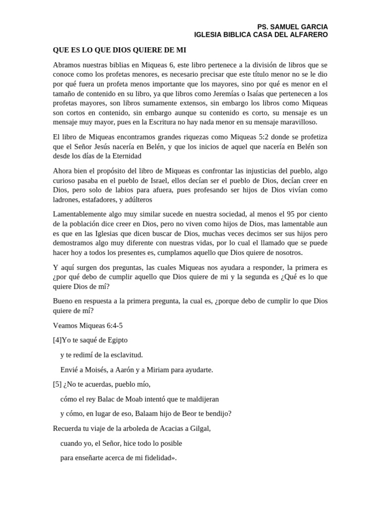 Que Es Lo Que Dios Quiere de Mi | PDF | Pecado | Profeta