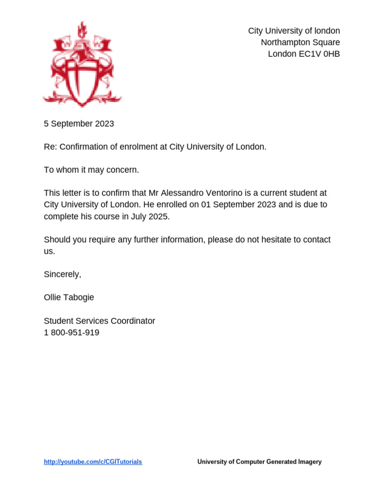City University Enrollment Confirmation | PDF