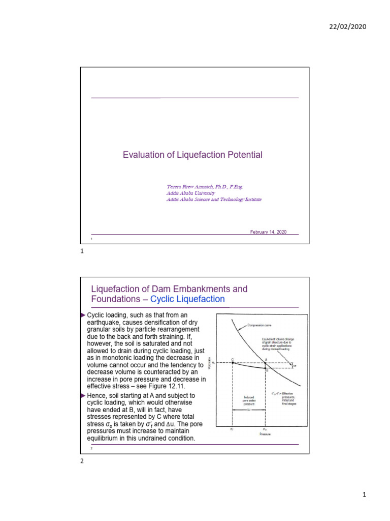 Lecture 7 - Evaluation of Liquefaction Potential STU | PDF | Natural ...