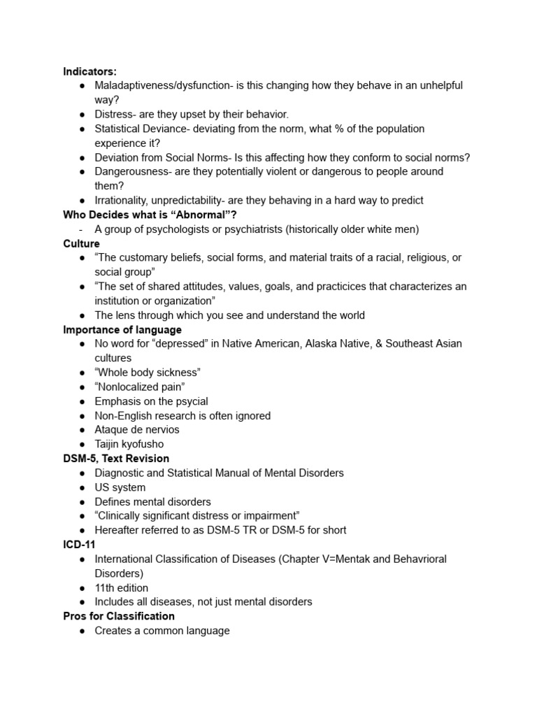 Abnormal Psyc Notes | PDF | Mania | Bipolar Disorder