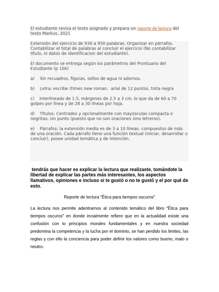 El Estudiante Revisa El Texto Asignado y Prepara Un | PDF | Moralidad