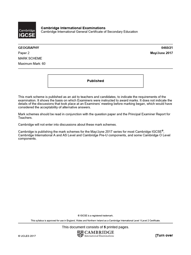 Geo June 2017 Mark Scheme Paper 2 | PDF | Earth Sciences