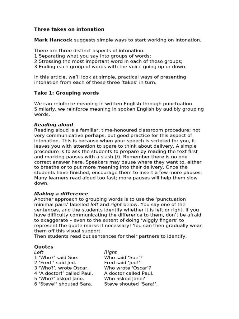 Mastering Intonation in English Speech | PDF | Canary Islands | Stress ...