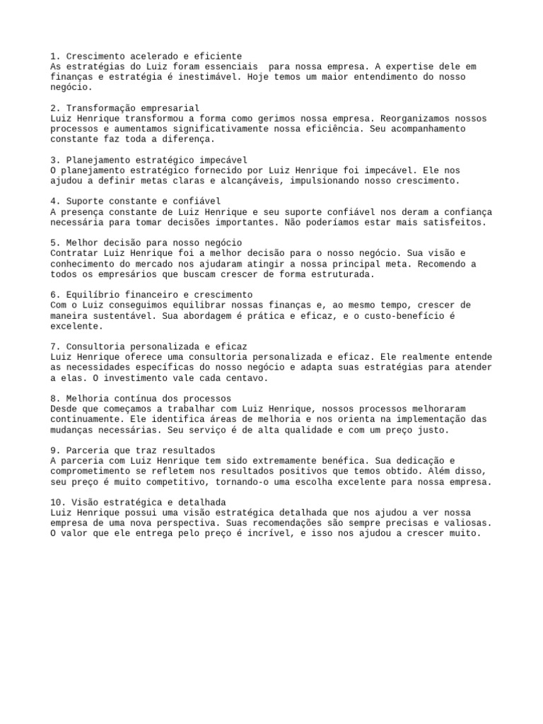 Consultoria Estratégica para Crescimento Empresarial | PDF