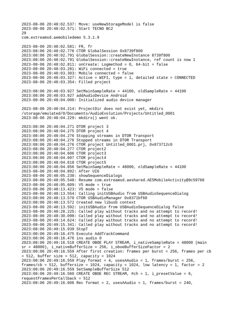 Audio Session Log for TECNO BC2 | PDF | Computing | Computer Engineering