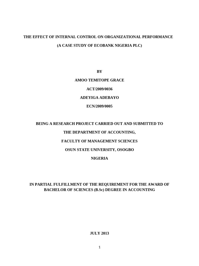 The Effect of Internal Control On Organi | PDF | Data Analysis | Survey ...