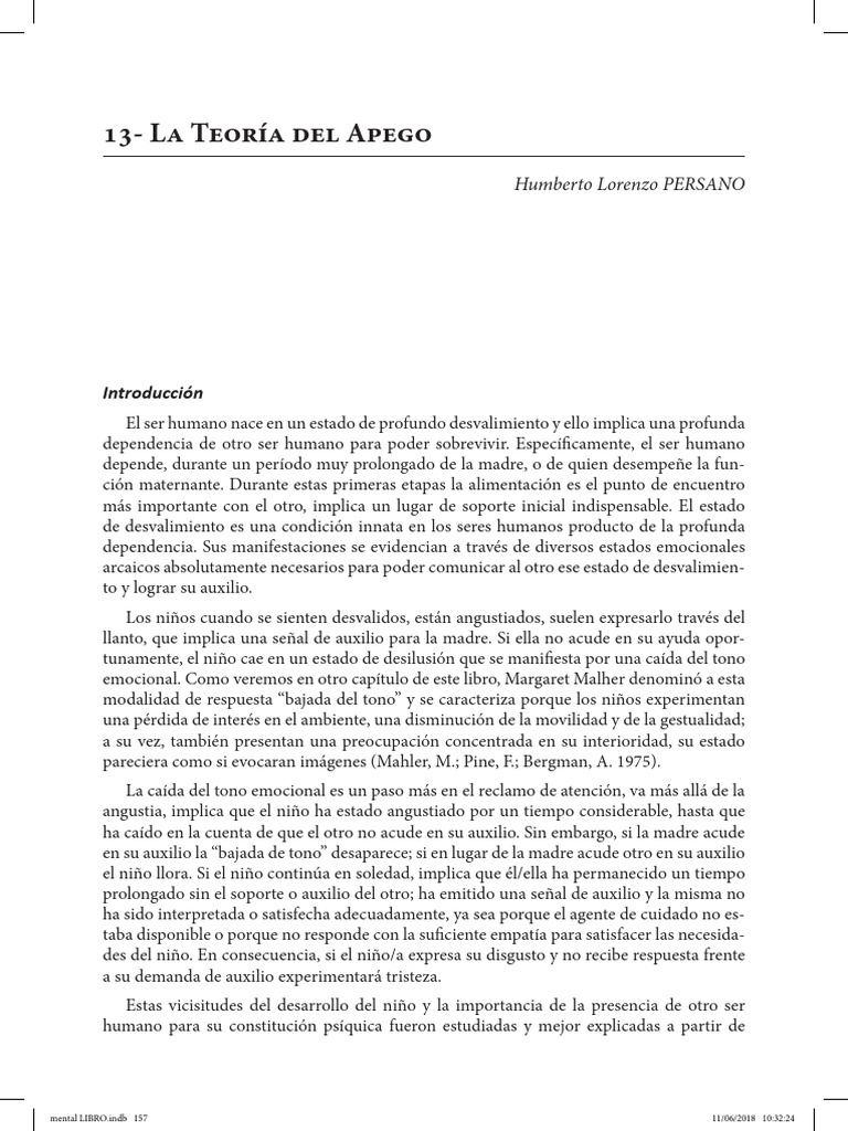 Teoría del Apego: Desarrollo Emocional Infantil | PDF | Teoría de apego ...