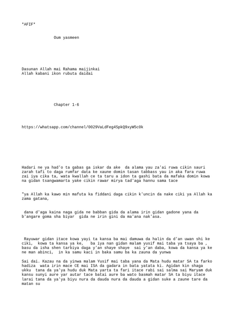 AFIF BOOK COMPLETE DOCUMENT Writing by Oum Yasmeen - TXT by ArewaNovels ...