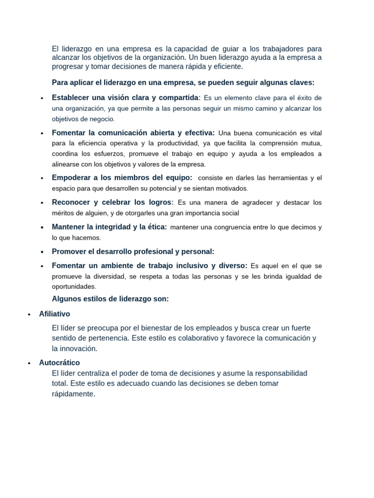 El Liderazgo | PDF | Crecimiento personal y profesional