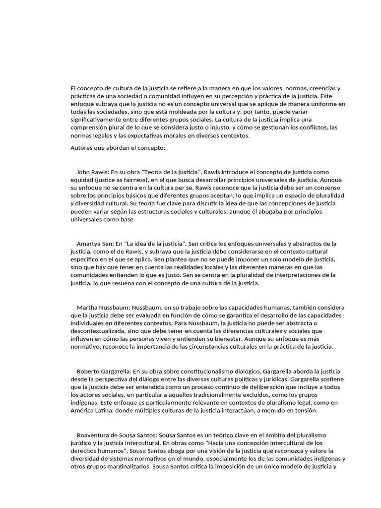 El Concepto de Cultura de La Justicia | PDF | Justicia | Crimen y violencia