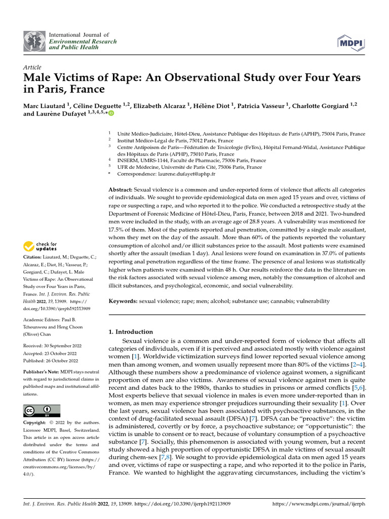 Male Victims of Rape An Observational Study Over Four Years | PDF ...