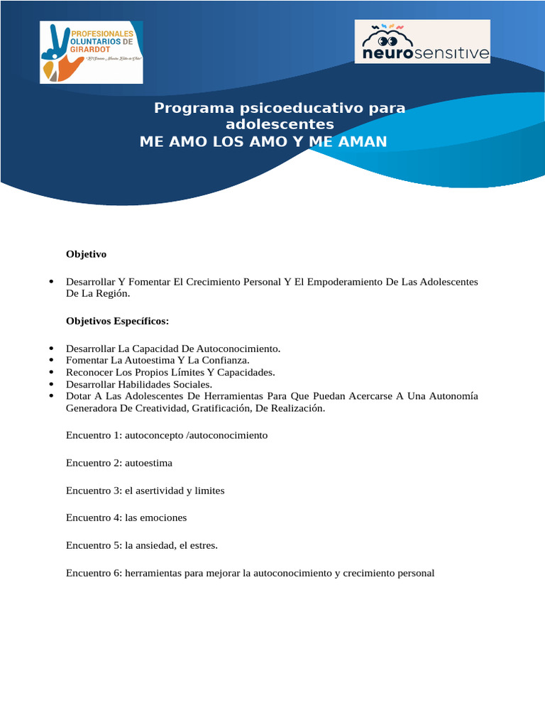 Talleres de Crecimiento Personal para Adolescentes | PDF | Ciencias ...