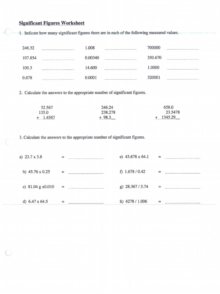 Sig Figs Ws | PDF