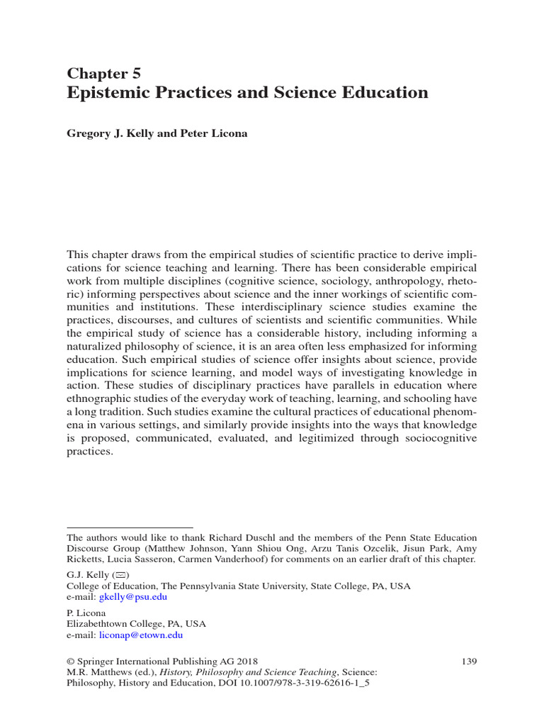 Epistemic Practices In Science Education Pdf Epistemology Knowledge