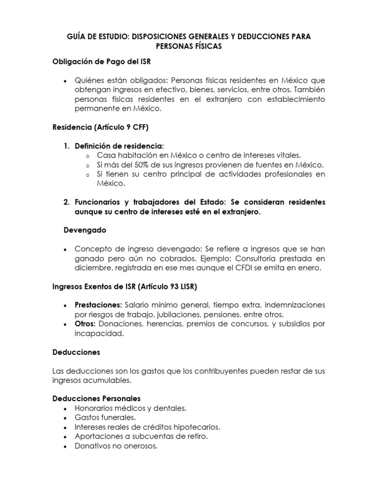 Disposiciones Generales y Deducciones para PF | PDF | Impuesto sobre la ...