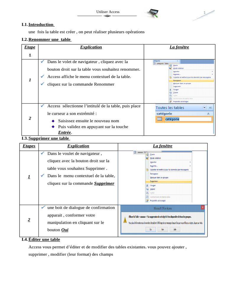 Opérations sur les tables Access | PDF | Informatique | Logiciel
