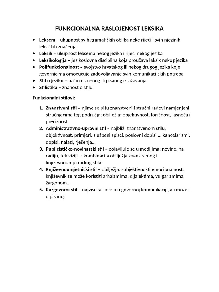 Funkcionalna Raslojenost Leksika | PDF