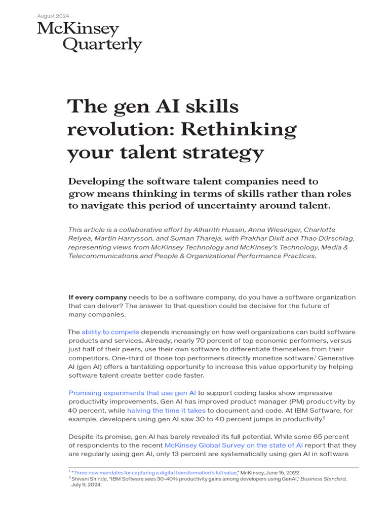Rethinking Talent for Gen AI in Software | PDF | Artificial ...