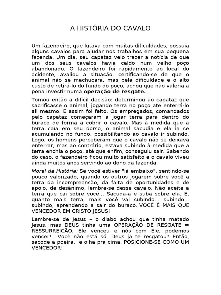 A História Do Cavalo | PDF | Turismo | Clássicos