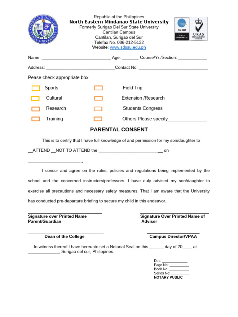 Parental Consent Form for Students | PDF | Career & Growth | Social Science