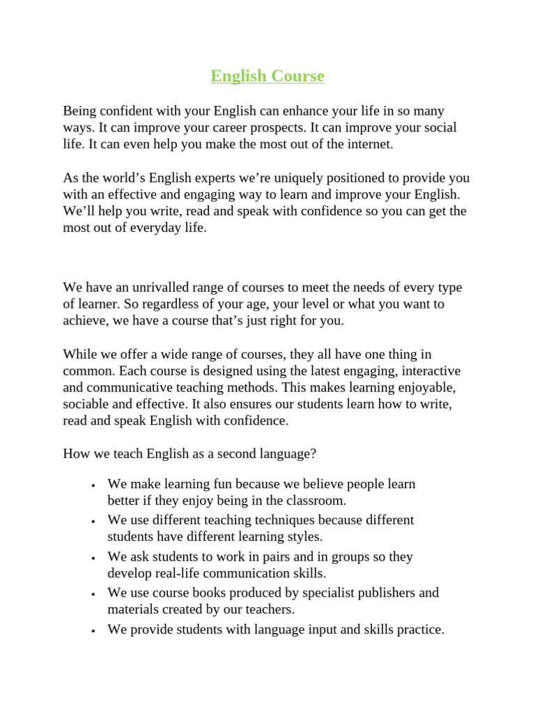 English course 2 | PDF | Learning | Vocabulary