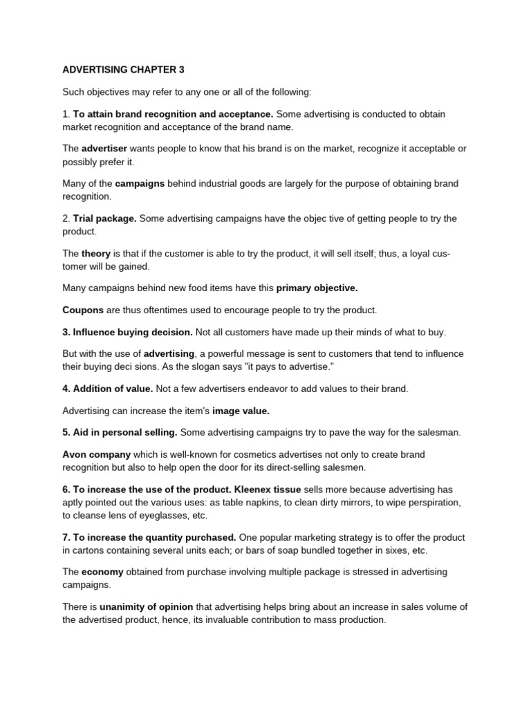 Key Advertising Objectives Explained | PDF | Advertising | Marketing