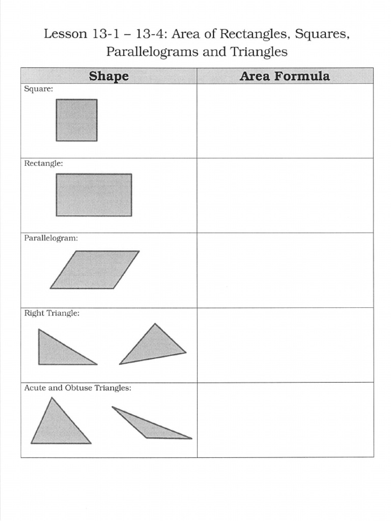 Area Calculation Guide for Shapes | PDF | Area | Geometry