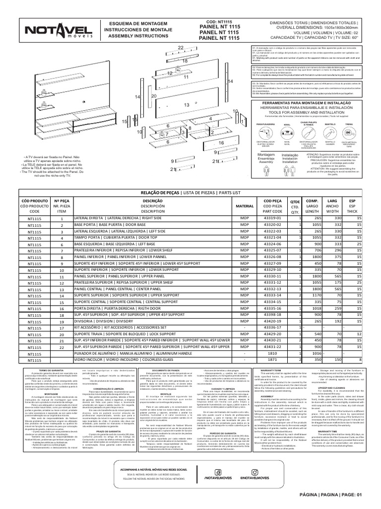Painel NT 1115 Manual de Montagem | PDF