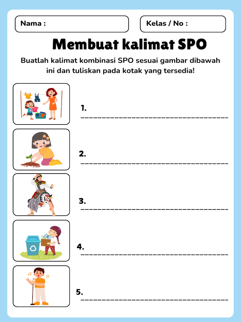Latihan Kalimat SPO Kelas 2 SD | PDF