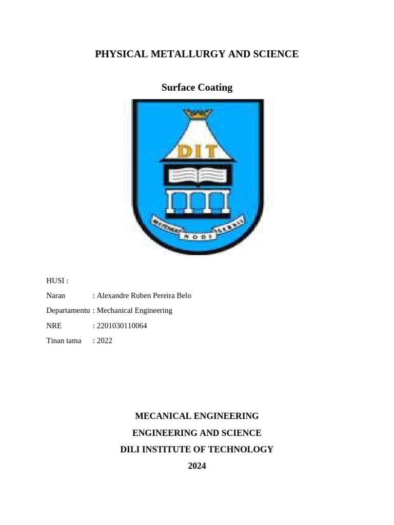 Overview of Surface Coatings Techniques | PDF | Physical Sciences ...