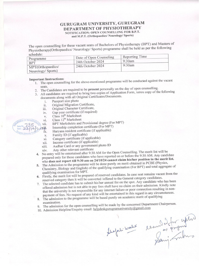 Open Counseling BPT & MPT | PDF