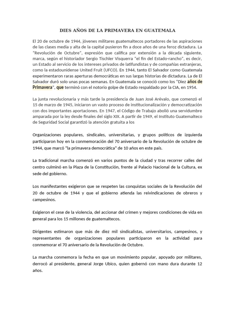 10 Años de La Primavera en Guatemala | PDF | Guatemala | Gobierno
